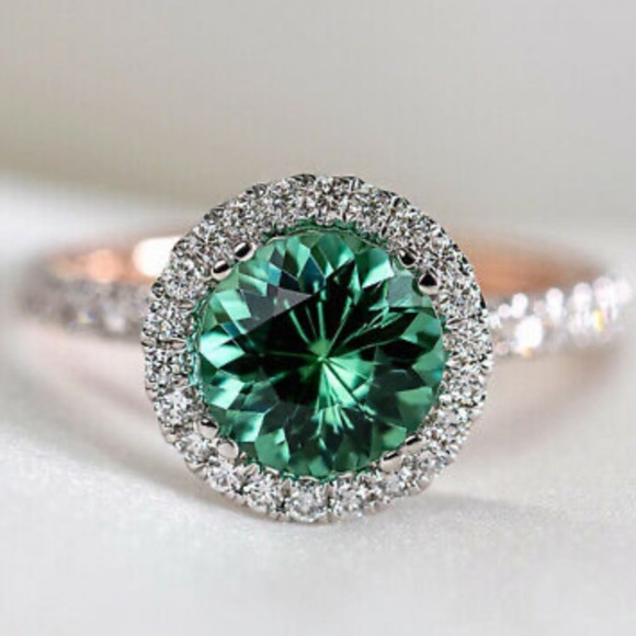 NEW Splendid Two Tone 925 St/Silver Ring Emerald - Picture 2 of 5